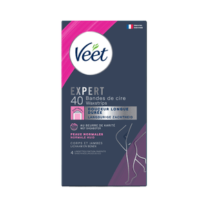 Veet Expert Bandes de cire froide pour peaux normales – Jambes & Corps, x40 | Veet