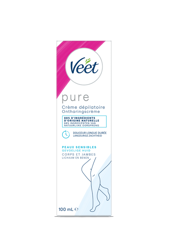 Veet Pure Crème dépilatoire pour peaux sensibles – Jambes & Corps, 100ml | Veet