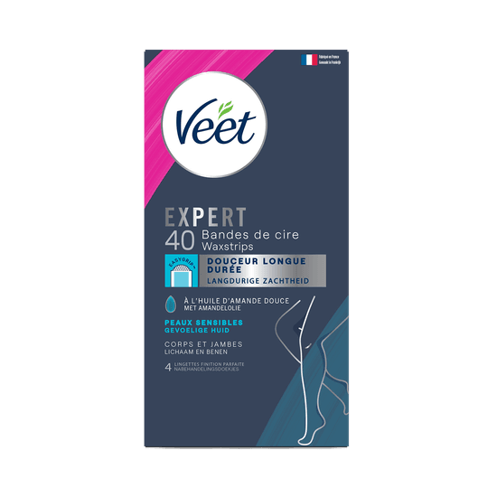 Veet Expert Bandes de cire froide pour peaux sensibles - Jambes & Corps, x40 | Veet