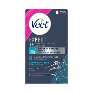 Veet Expert Bandes de cire froide pour peaux sensibles - Aisselles, x16 | Veet