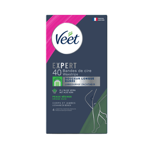 Veet Expert Bandes de cire froide pour peaux sèches - Jambes & Corps, x40 | Veet