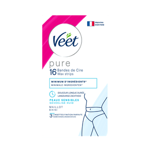 Veet Pure - Bandes de cire froide pour peaux sensibles – Maillot, x16 | Veet