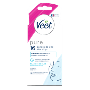 Veet Pure™ Bandes de cire froide pour peaux sensibles – Visage, x16 | Veet