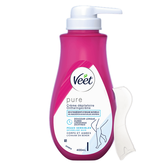 Veet Pure Crème dépilatoire sous la douche pour peaux sensibles – Corps & Jambes, 400ml | Veet