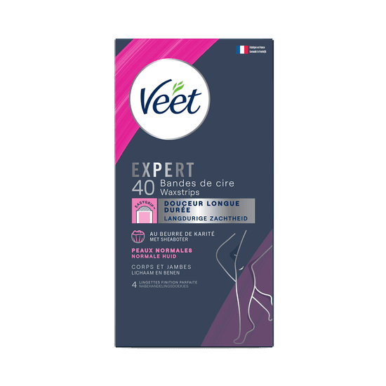 Veet Expert Bandes de cire froide pour peaux normales – Jambes & Corps, x40 | Veet