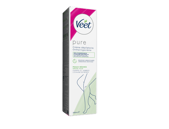 Veet Pure Crème dépilatoire pour peaux sèches – Jambes & Corps, 200ml | Veet