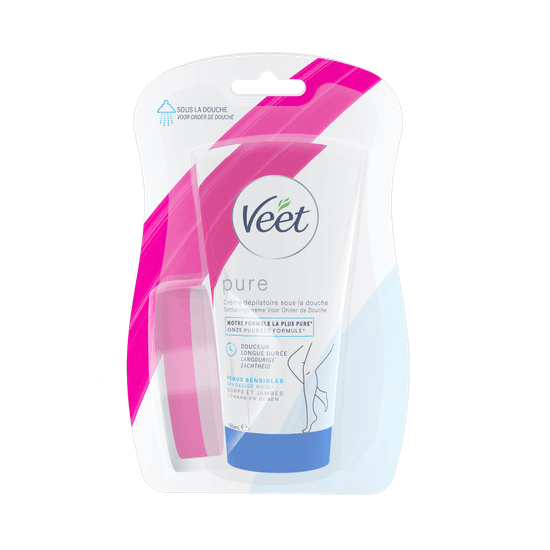 Veet Pure Crème dépilatoire sous la douche pour peaux sensibles – Jambes & Corps, 150ml | Veet
