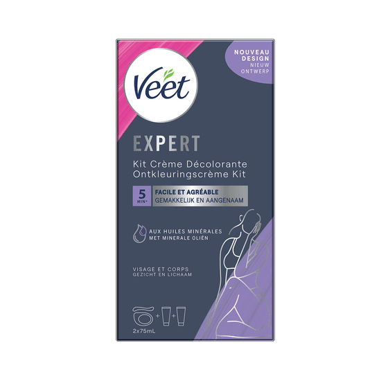 Veet Expert Kit crème décolorante – Visage & Corps, 2x75ml | Veet