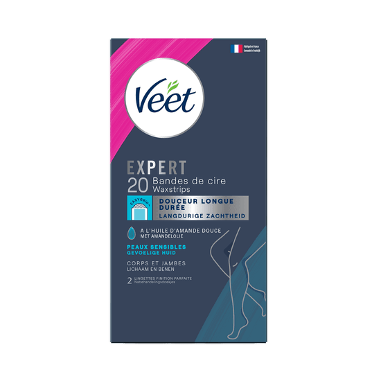 Veet Expert Bandes de cire froide pour peaux sensibles - Jambes & Corps, x20 | Veet